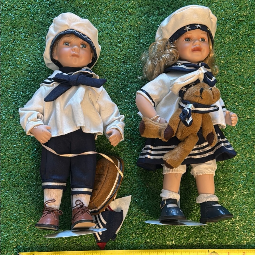 Nautical Sailor Doll Pair in Navy and White - Picture 10 of 10
